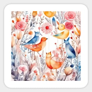 Flowers birds animals colorful floral gift ideas Sticker